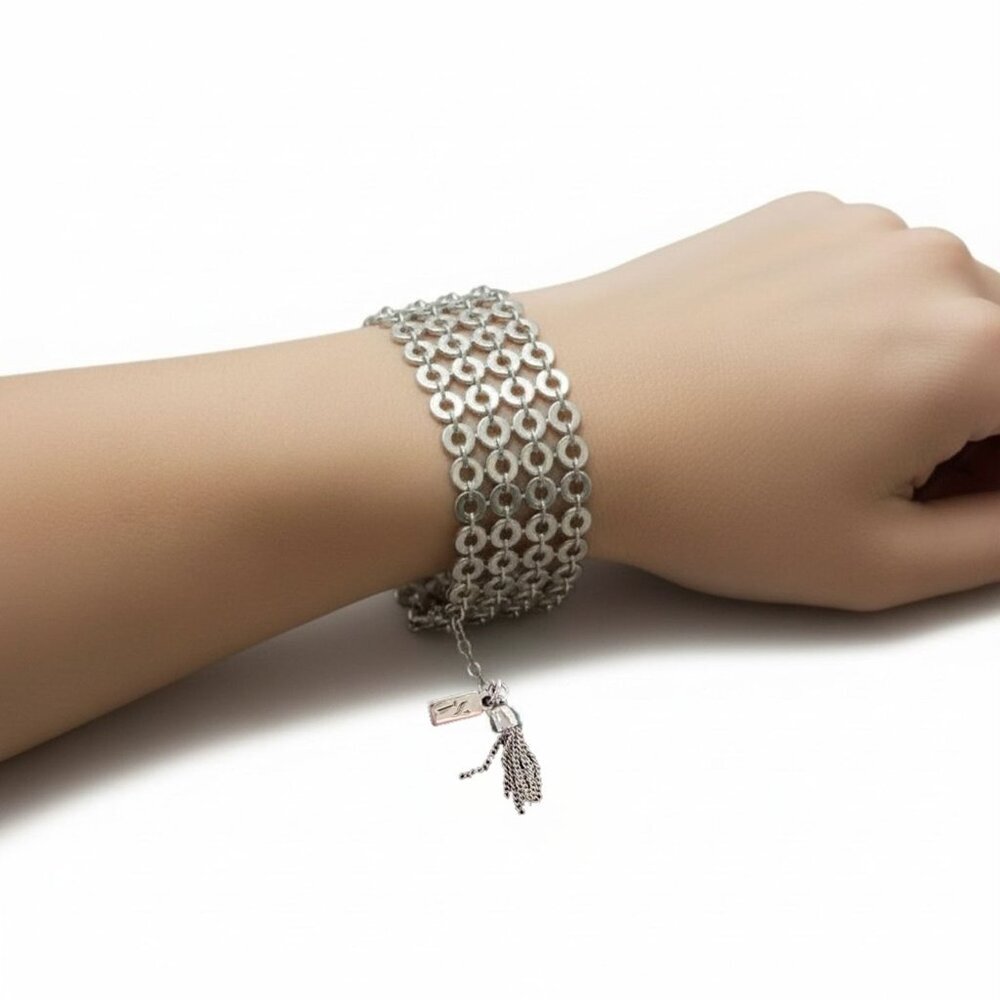 Simply Vera Wang Silver Tone Chain Link 4 Row Statement Bracelet‎ Modern Moto